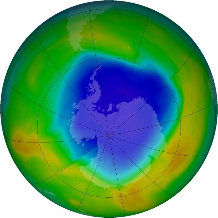 Antarctic ozone map for 04 November 2005